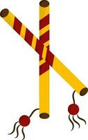 Isolated Strip Printed Dandiya Sticks Red And Yellow Icon. vector