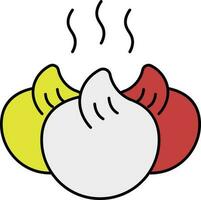 Colorful Hot Har Gow Dish Icon In Flat Style. vector