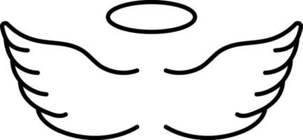 Isolated Angel Wings With Nimbus Icon In Line Art. vector