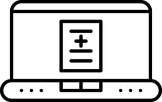 lineal estilo médico reporte en ordenador portátil pantalla icono. vector