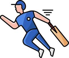 Isolated Running Batsman Icon In Blue Color. vector