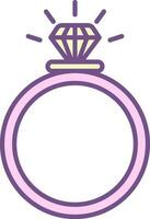 Purple Color Diamond Ring Icon. vector