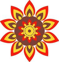 Isolated Colorful Flower Shape Rangoli Icon In Flat Style. vector