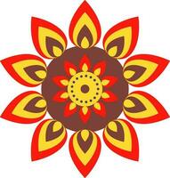 Isolated Colorful Flower Shape Rangoli Icon In Flat Style. vector