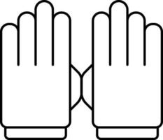 Cricket Gloves Icon In Black Outline. vector