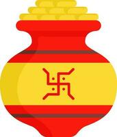 Illustration Of Pot With Full Of Stack God Coin Icon In Flat Style. vector