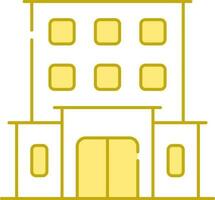 Flat Style Office Building Yellow And White Icon. vector