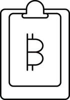 Linear Style Bitcoin With Clipboard Icon. vector