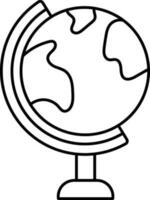 Earth Globe Stand Icon In Linear Style. vector
