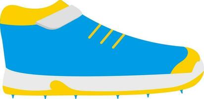 Blue And Yellow Sports Shoes Flat Icon. vector