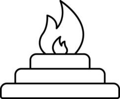 Burning Yagna Icon In Black Line Art. vector