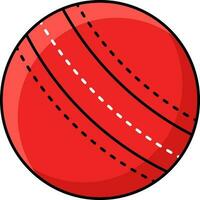 Red Cricket Ball Icon In Flat Style. vector