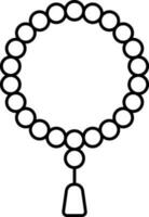 Black Thin Line Art Tasbih Flat Icon. vector