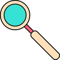Turquoise And Yellow Illustration Of Magnifying Glass Icon. vector