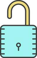 Unlock Icon In Turquoise And Yellow Color. vector