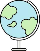 Stand Globe Icon In Green And Blue Color. vector