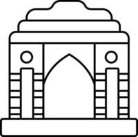 India Gate Icon In Black line Art. vector