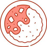 Light Red And White Illustration Of Curry And Rice Plate Icon. vector