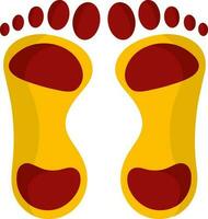 Isolated Footprint Flat Icon In Red And Yellow Color. vector
