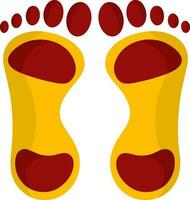 Isolated Footprint Flat Icon In Red And Yellow Color. vector