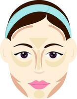 Contour Or Highlight For Square Face Shape Female Flat Icon. vector