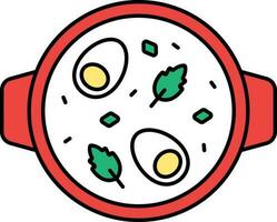 Top View Of Egg Dish Pot Colorful Icon In Flat Style. vector