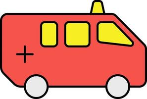 ambulancia icono en rojo y amarillo color. vector