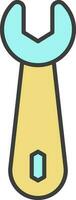 Isolated Spanner Icon Turquoise And Yellow Color. vector