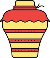 Closed Jar From Cloth Yellow And Red Icon In Flat Style. vector