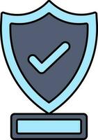 Approve Shield Trophy Icon In Blue Color. vector