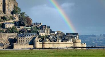 Mont Saint-Michel fortress monastery in France photo