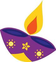 Flat Style Burning Floral Oil Lamp Pink And Blue Icon. vector