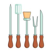 babeque utensilios icono en gris y marrón color. vector
