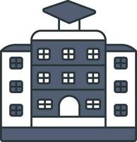 University Or College Building Icon In Blue And White Color. vector