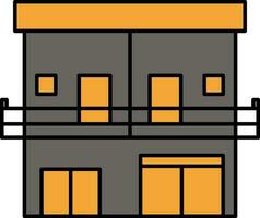hermosa casa gris y naranja icono en plano estilo. vector