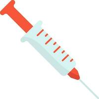Blue And Red Illustration Of Syringe Flat Icon. vector