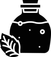 Flat Style Potion With Leaf Icon In Black and White Color. vector