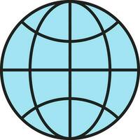 Blue Globe Icon In Flat Style. vector