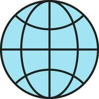 Blue Globe Icon In Flat Style. vector