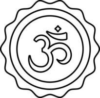 Isolated Om Symbol Sticker Icon In Line Art. vector