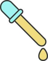 Falling Drop With Pipette Icon In Turquoise And Yellow Color. vector