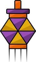 Isolated Purple And Yellow Paper Lantern Flat Icon. vector