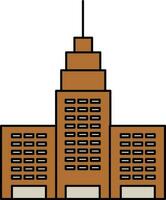 Skyscraper Building Icon In Brown Color. vector