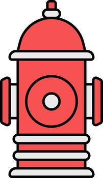 Flat Style Hydrant Icon Red And Gray Color. vector