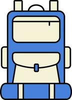 Backpack Icon In Blue And Beige Color. vector