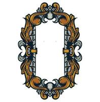 Vector vintage floral vertical engraved rectangular frame hand drawn vector