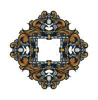 Decorative vintage square frame and border hand drawn vector