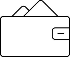 Wallet Icon In Black Line Art. vector