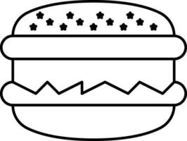 Burger Icon In Black Outline. vector