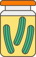 Cucumber Pickle Jar Icon In Flat Style. vector